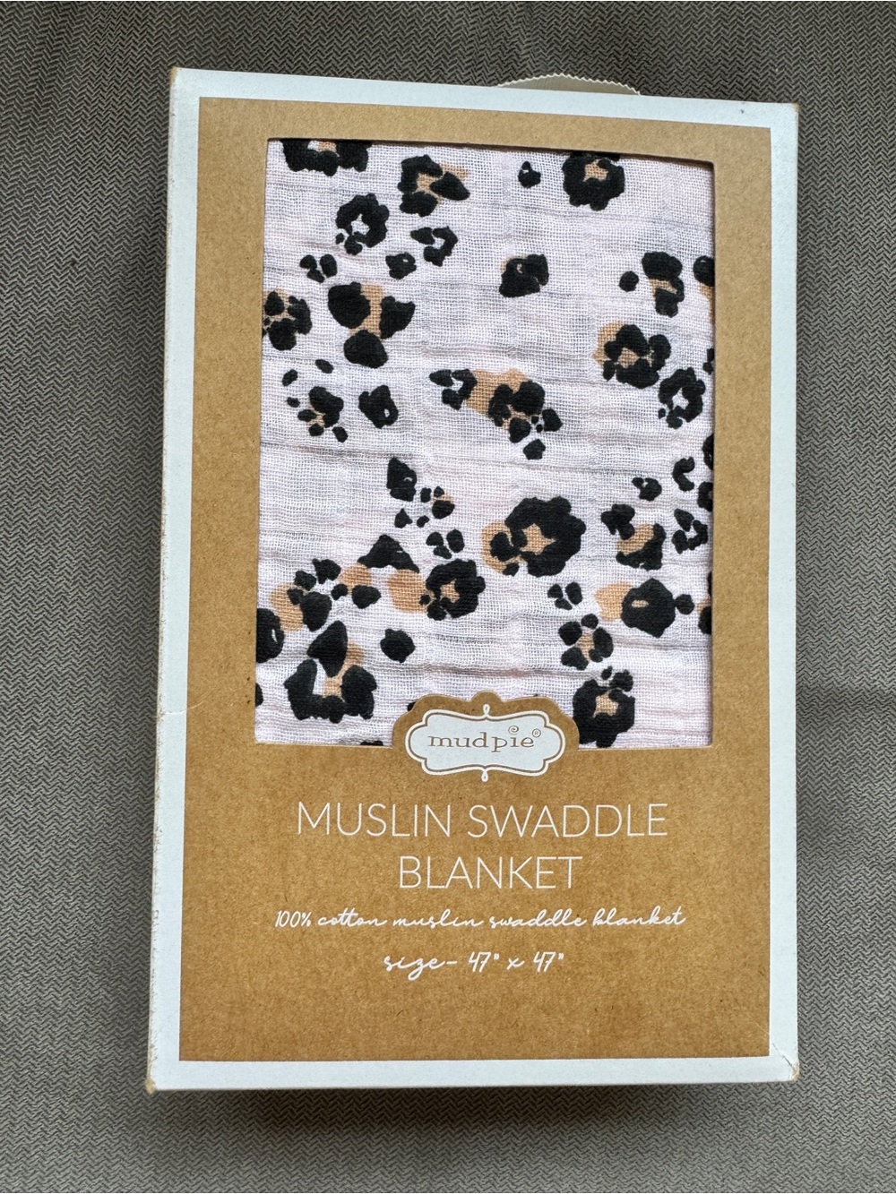 Mud Pie Pink Leopard Print Muslin Swaddle Blanket